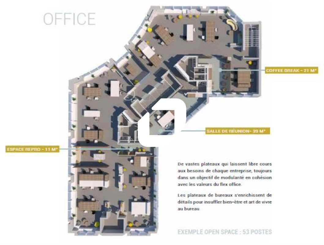 Location bureaux 1012 m² divisibles à partir de 473 m²