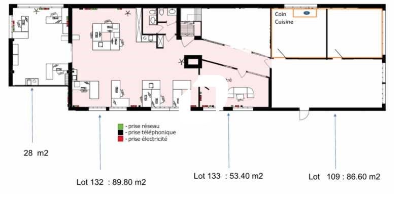 Location bureaux 258 m² non divisibles