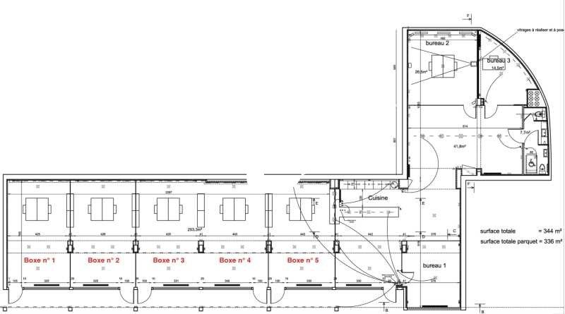 Location bureaux 344 m² non divisibles