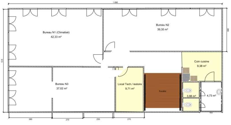 Location bureaux 146 m² divisibles à partir de 46 m²