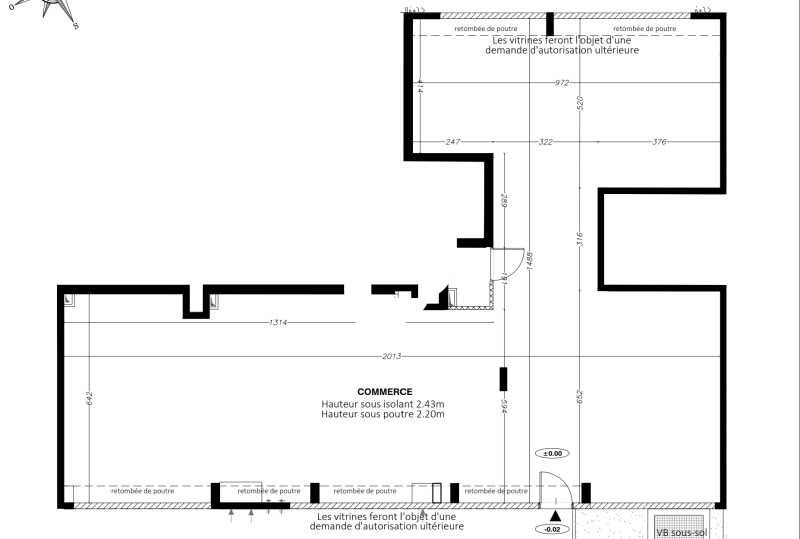 Location locaux commerciaux 263 m² non divisibles