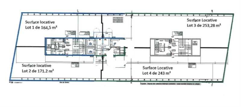 Location bureaux 2596 m² divisibles à partir de 100 m²