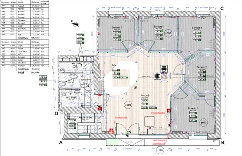 Vente bureaux 201 m² non divisibles