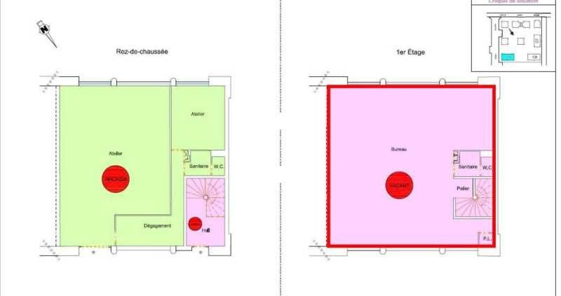 Location bureaux 150 m² non divisibles