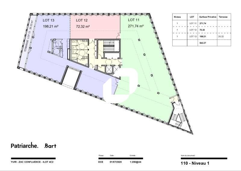 Location bureaux 1341 m² divisibles à partir de 88 m²
