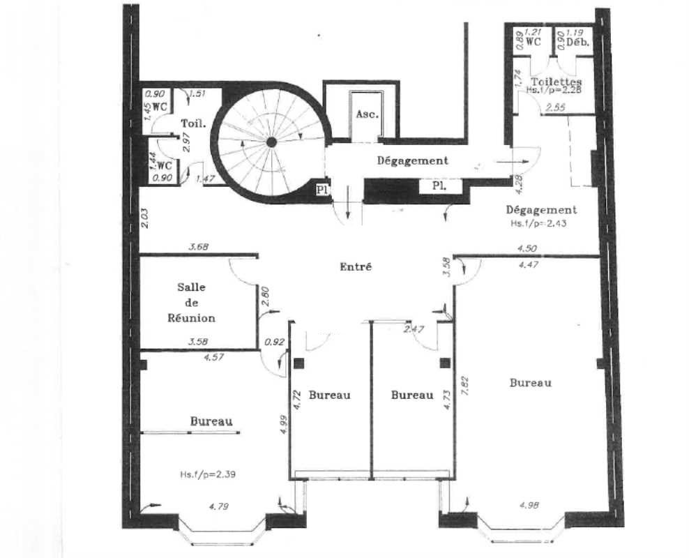 Location bureaux 168 m² non divisibles