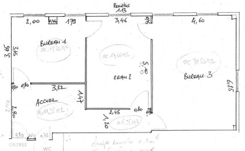 Location bureaux 83 m² non divisibles