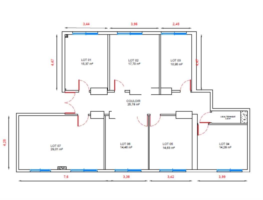 Location bureaux 88 m² divisibles à partir de 11 m²