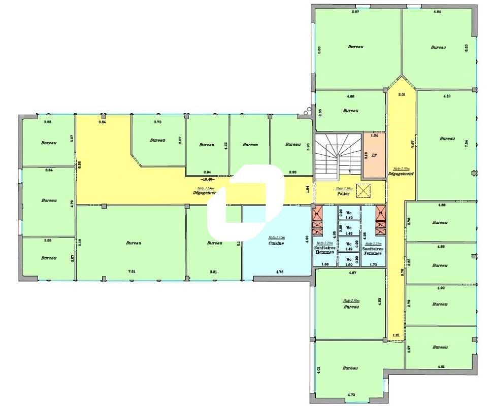 Location bureaux 130 m² non divisibles