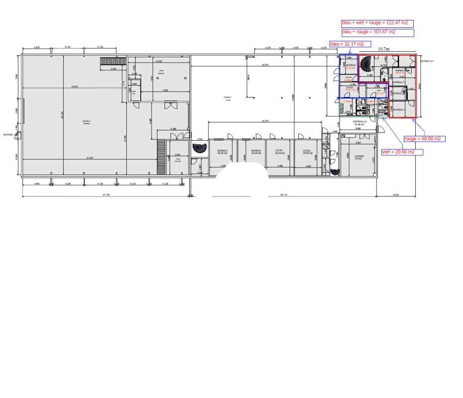 Location bureaux 262 m² non divisibles