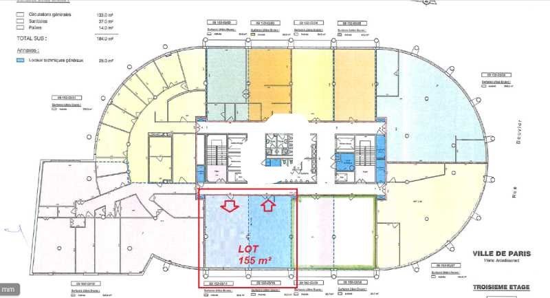 Location bureaux 155 m² non divisibles