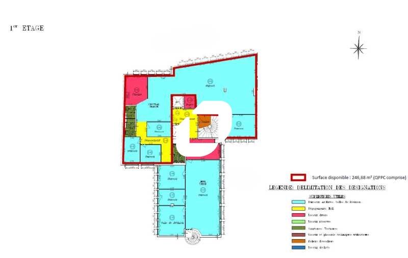 Location bureaux 247 m² non divisibles