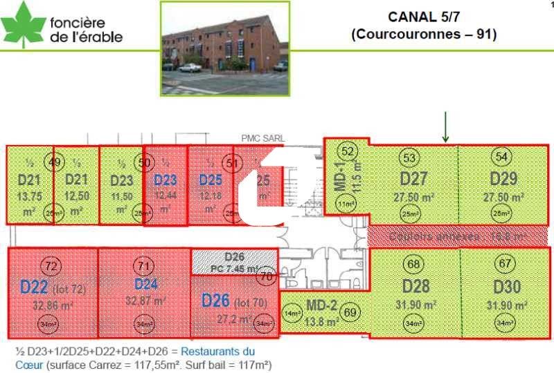 Location bureaux 117 m² non divisibles