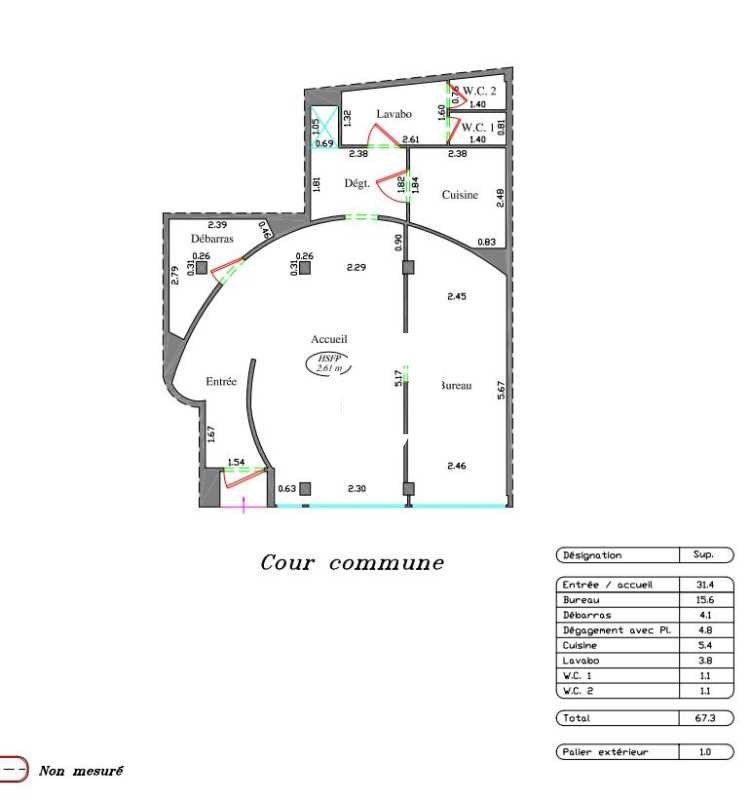 Vente bureaux 68 m² non divisibles