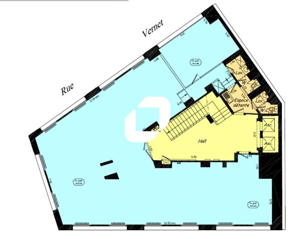 Location bureaux 219 m² non divisibles