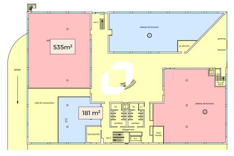 Location bureaux 2874 m² divisibles à partir de 181 m²