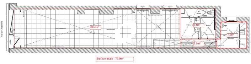 Location locaux commerciaux 80 m² non divisibles