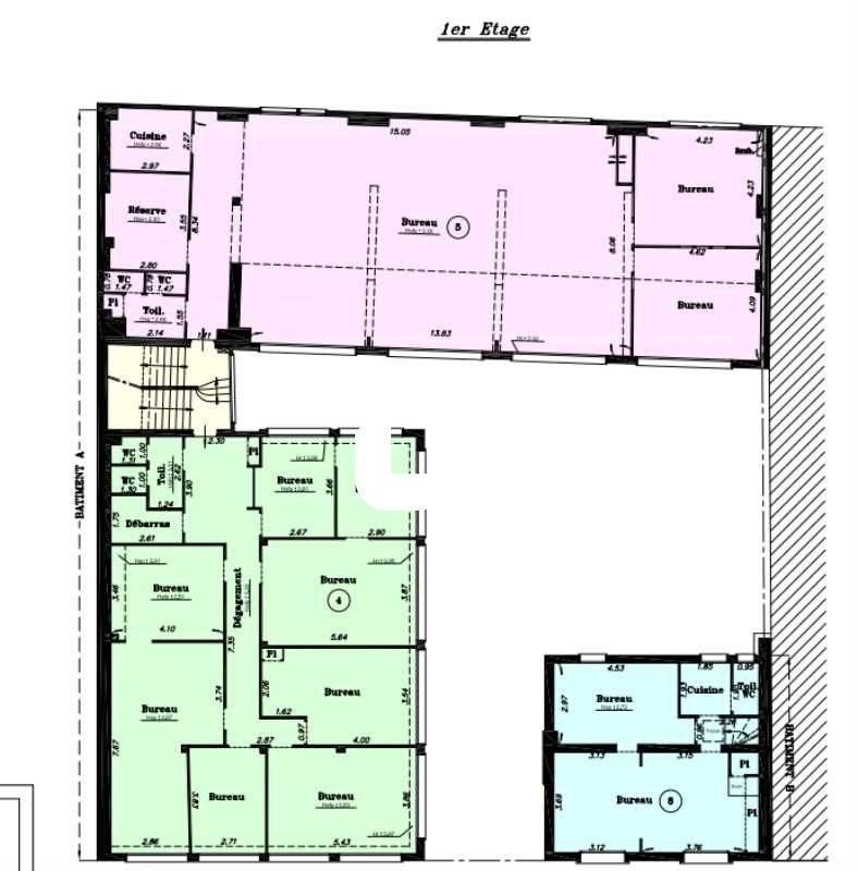 Location bureaux 188 m² non divisibles