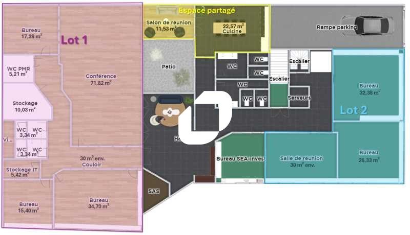 Location bureaux 300 m² divisibles à partir de 100 m²