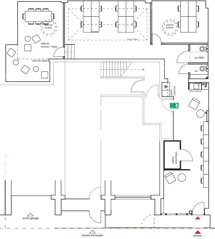 Location bureaux 120 m² non divisibles