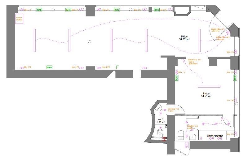 Location bureaux 70 m² non divisibles