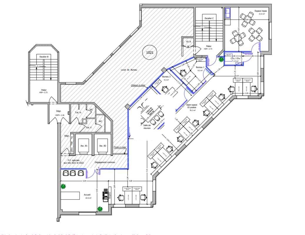 Vente bureaux 1037 m² divisibles à partir de 160 m²