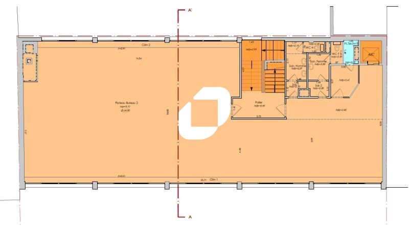 Location bureaux 961 m² non divisibles