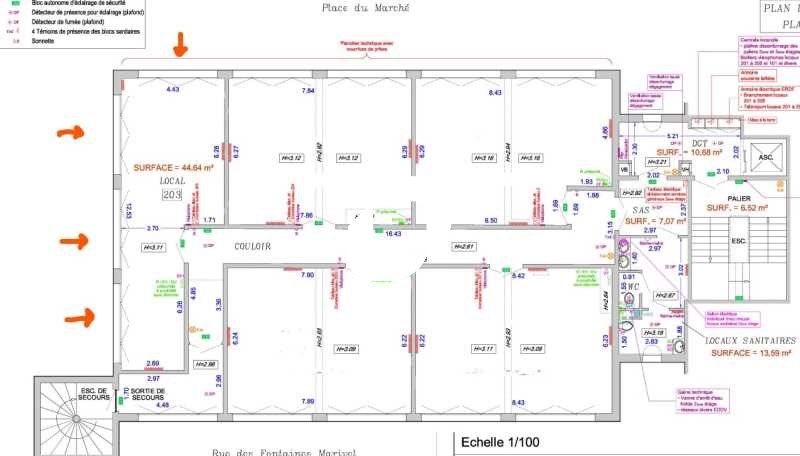 Location bureaux 61 m² non divisibles