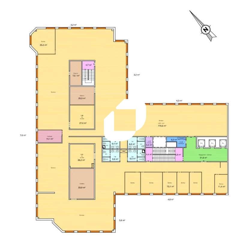 Location bureaux 1004 m² divisibles à partir de 247 m²