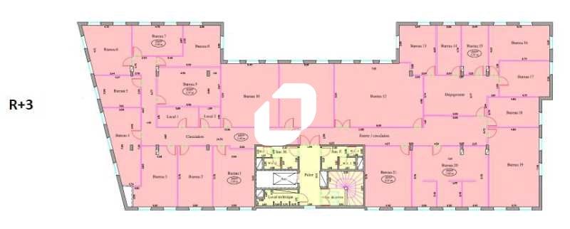 Location bureaux 624 m² divisibles à partir de 268 m²