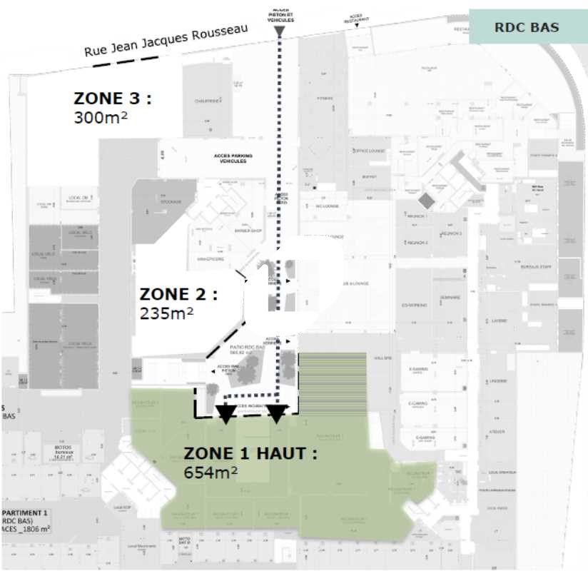 Location locaux commerciaux 1211 m² divisibles à partir de 235 m²