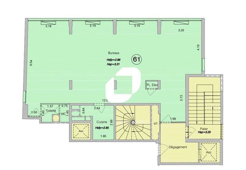 Location bureaux 740 m² divisibles à partir de 96 m²