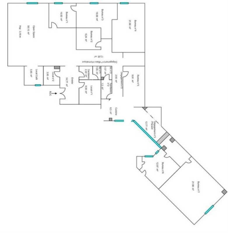 Location bureaux 250 m² non divisibles
