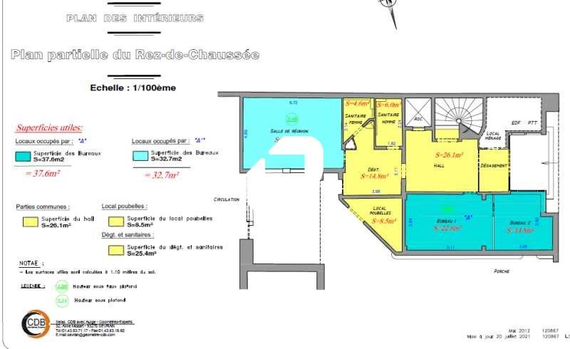 Location bureaux 103 m² non divisibles