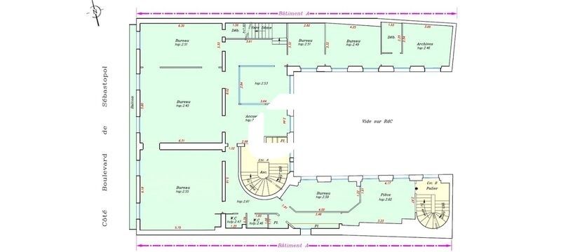 Location bureaux 387 m² non divisibles