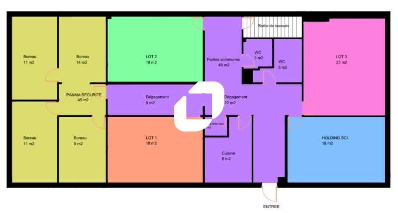 Location bureaux 170 m² non divisibles