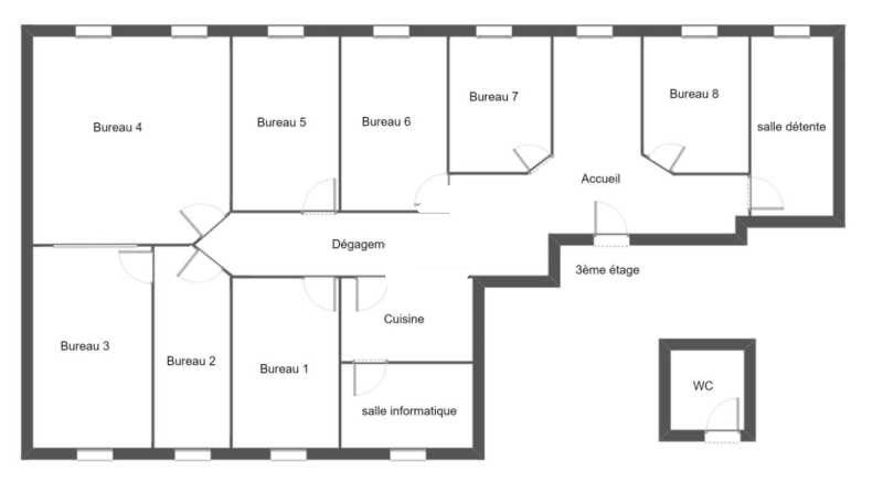 Vente bureaux 199 m² non divisibles