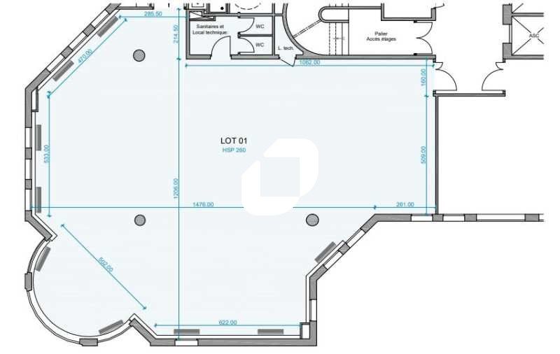 Location bureaux 1556 m² divisibles à partir de 86 m²