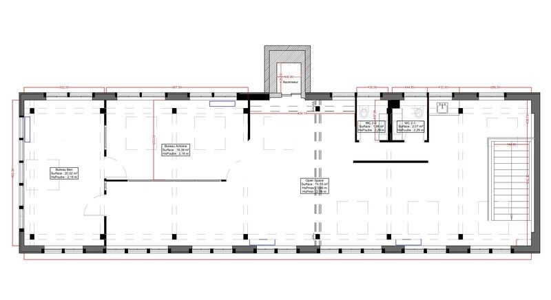 Location bureaux 610 m² non divisibles