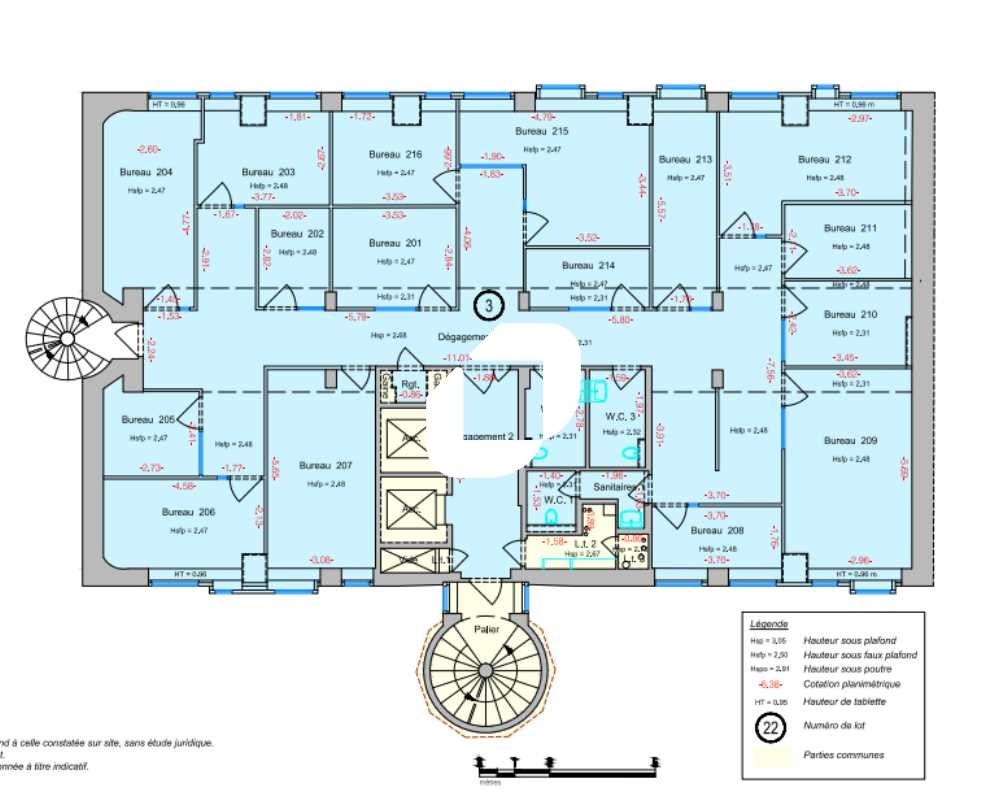 Location bureaux 81 m² non divisibles