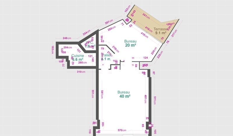 Location locaux commerciaux 72 m² non divisibles