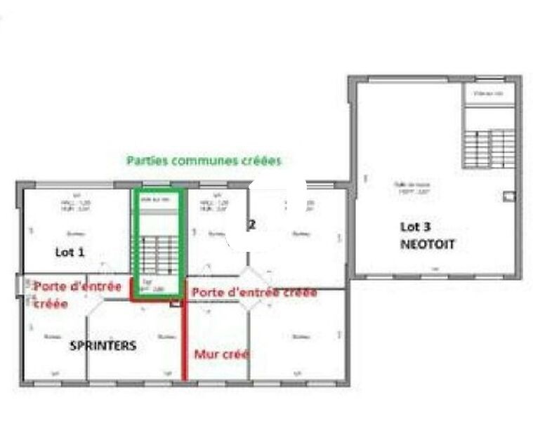 Location bureaux 83 m² non divisibles