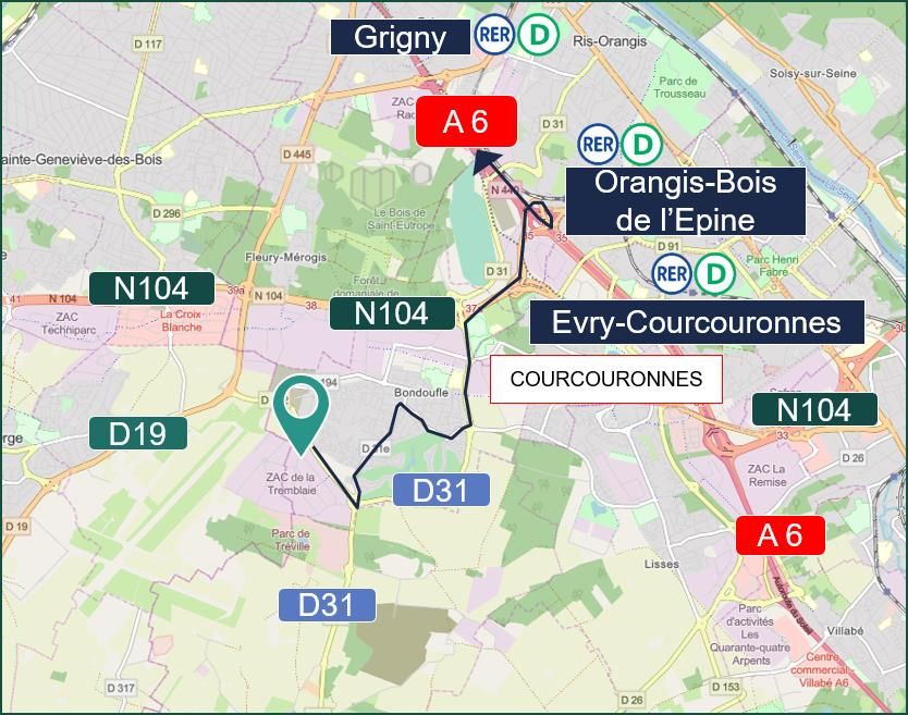 22220 m² pour cetentrepôts classe b en location à Bondoufle