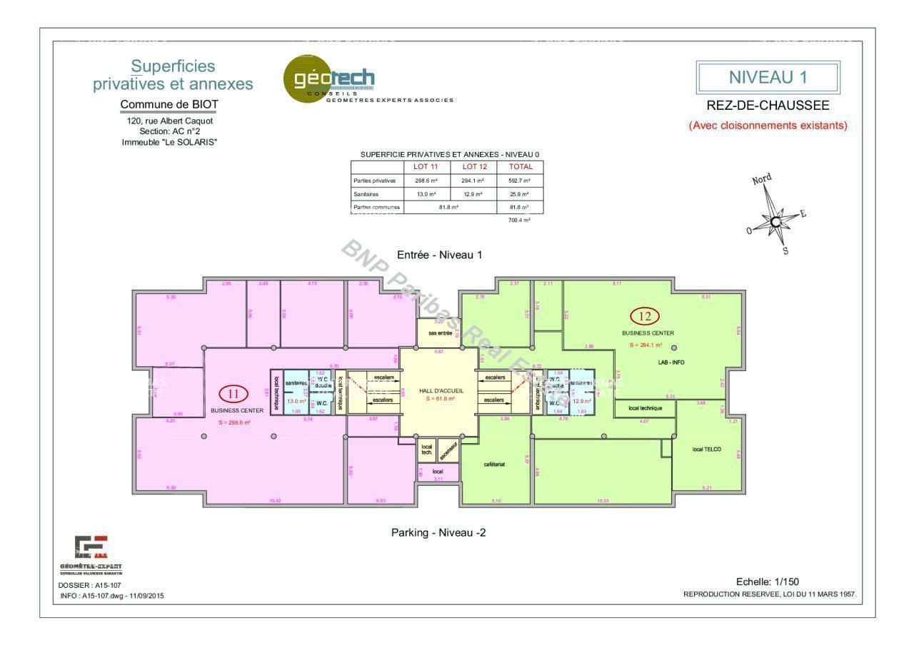 Vente Bureaux 2104.5 m² non divisibles 06410 Biot