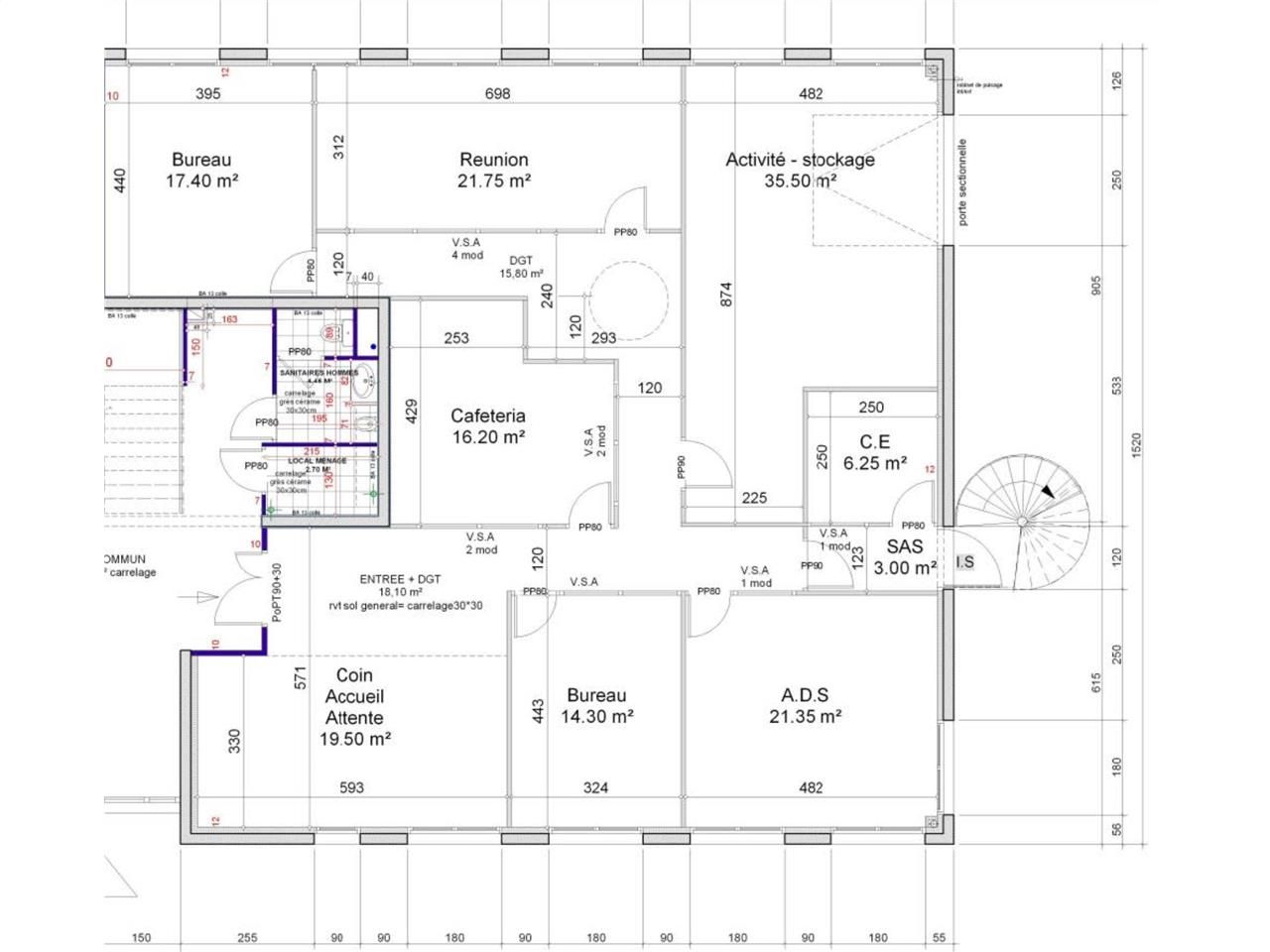 Location entrepots 217 m² non divisibles