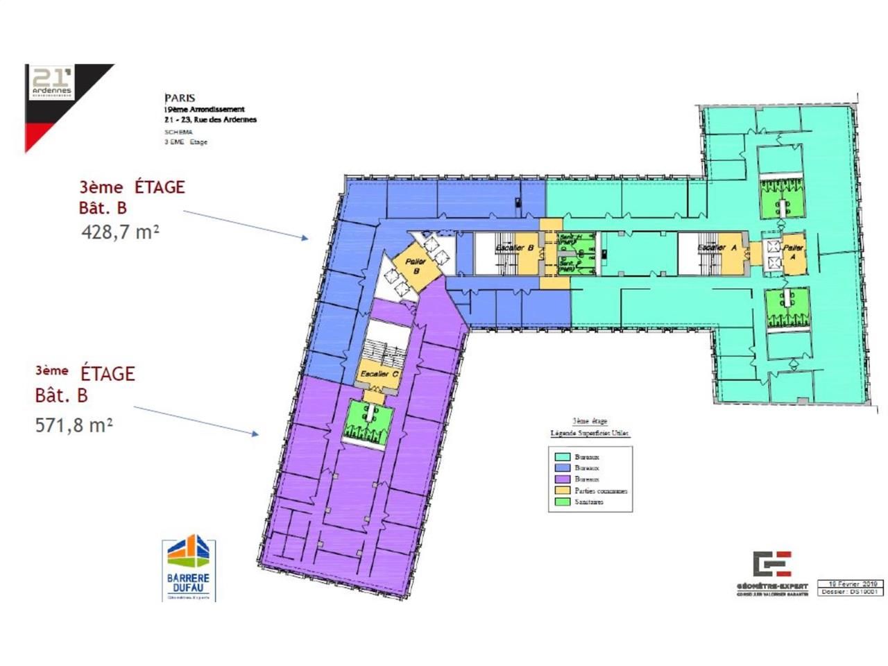 Location bureaux 1000 m² divisibles à partir de 429 m²