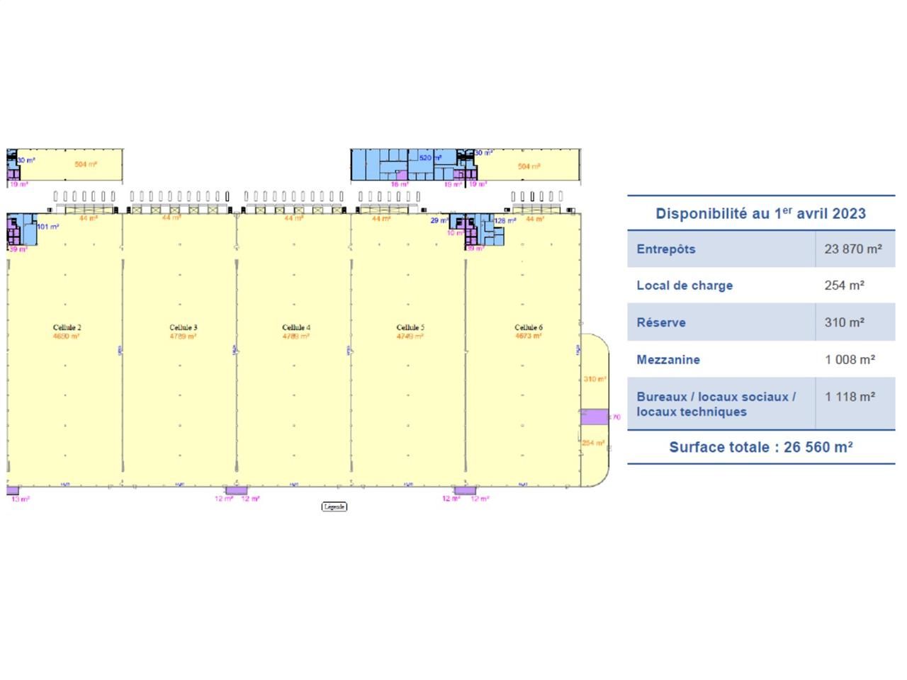 Location entrepots 32581 m² non divisibles