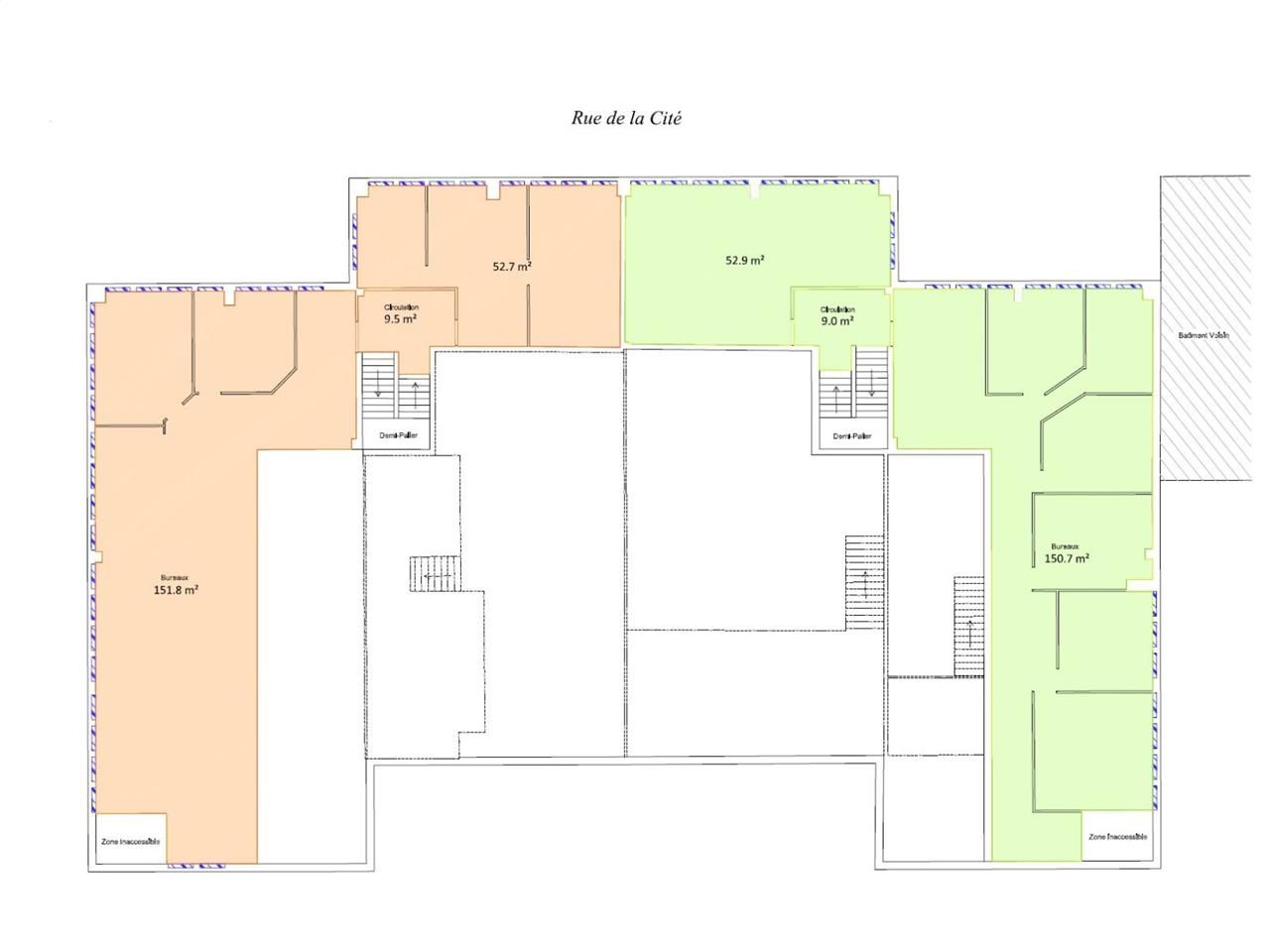Location bureaux 162 m² non divisibles