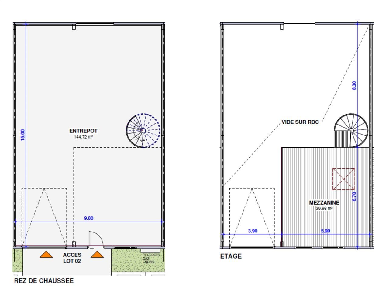 Vente entrepots 1458 m² divisibles à partir de 182 m²