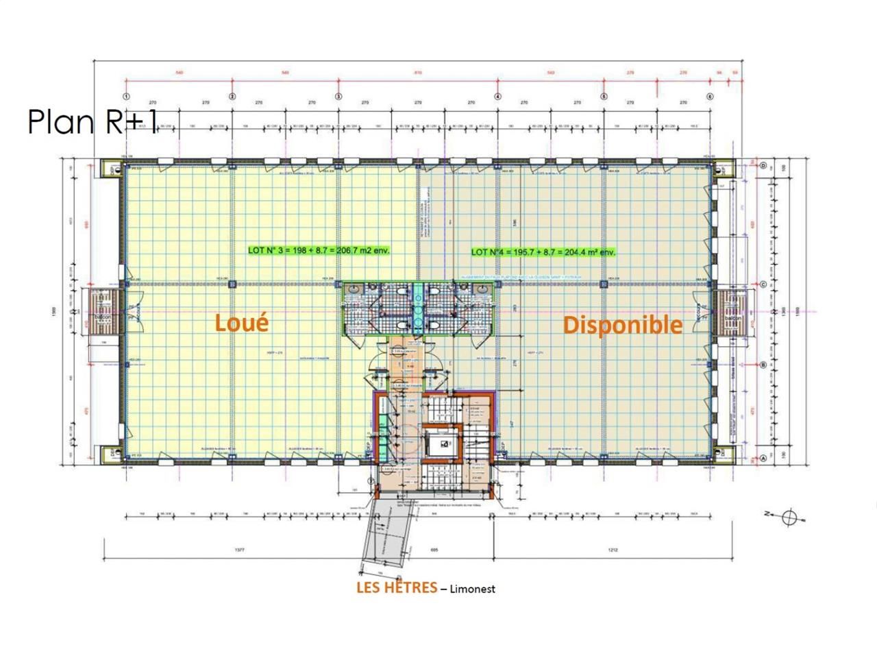 Location bureaux 213 m² non divisibles